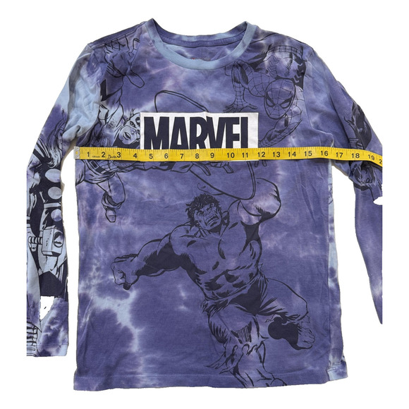 Marvel Shirt Youth LG Tie Dye Hulk Thor Spider-Man Comic Superhero Long Sleeve - Picture 6 of 8